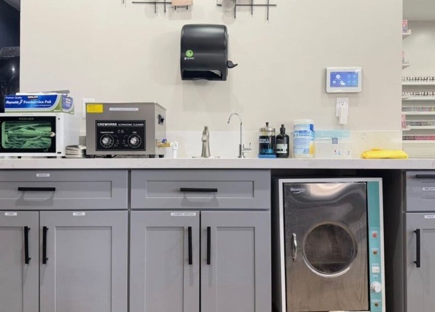 Sanitation area at Express Tick Tick Time Nails and Spa in El Monte, California, US, ensures a clean environment.