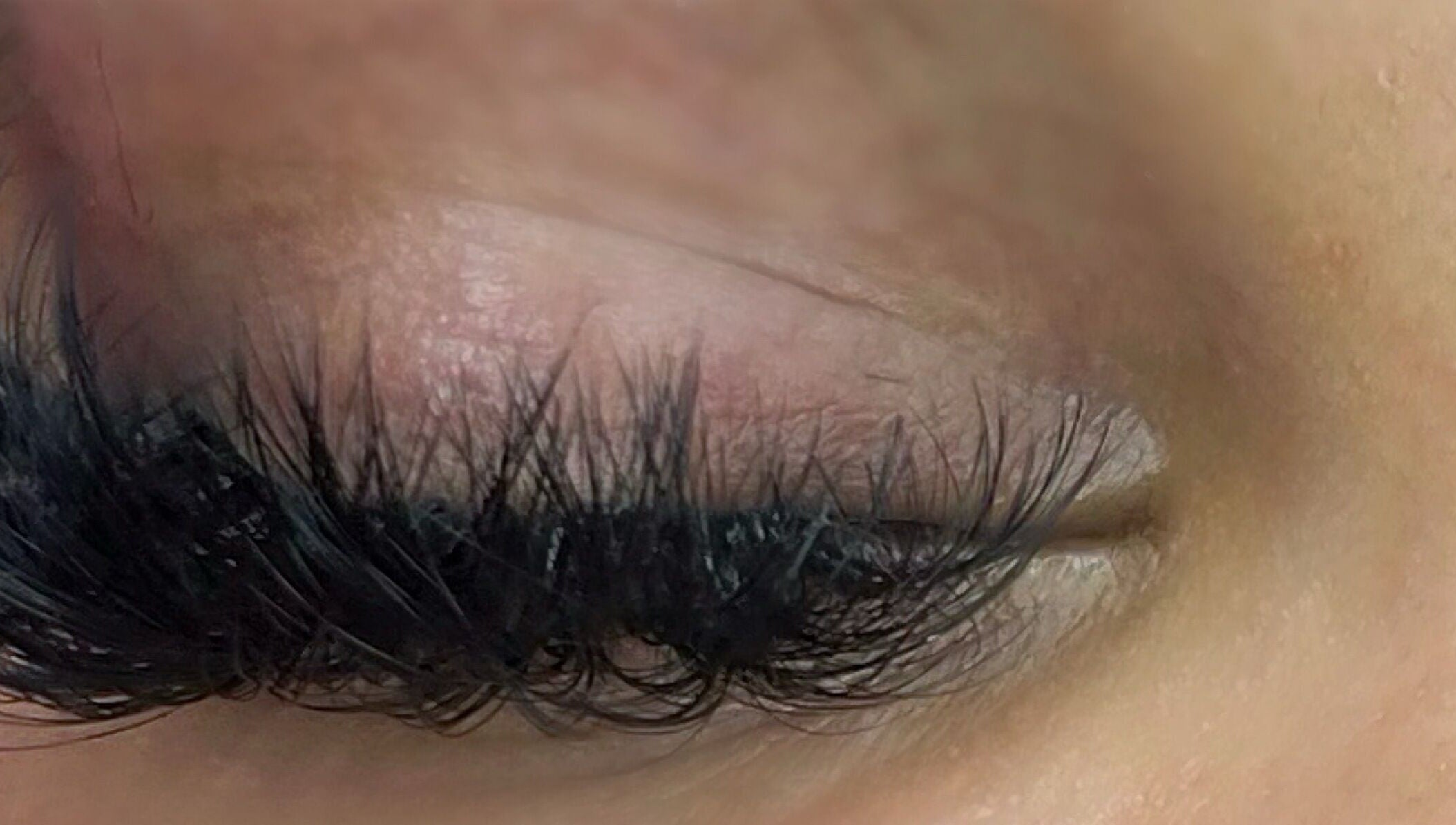 Close-up of eyelash extensions by Kim The Beautician at Kingston, St. Andrew Parish, JM.