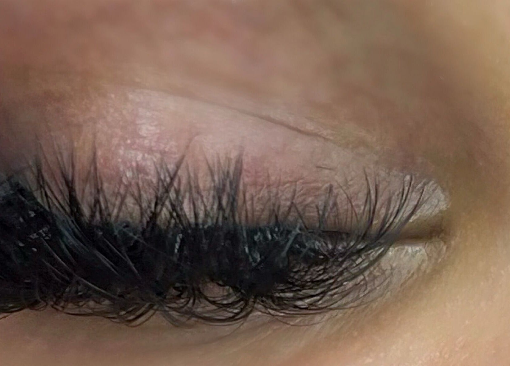 Close-up of eyelash extensions by Kim The Beautician at Kingston, St. Andrew Parish, JM.
