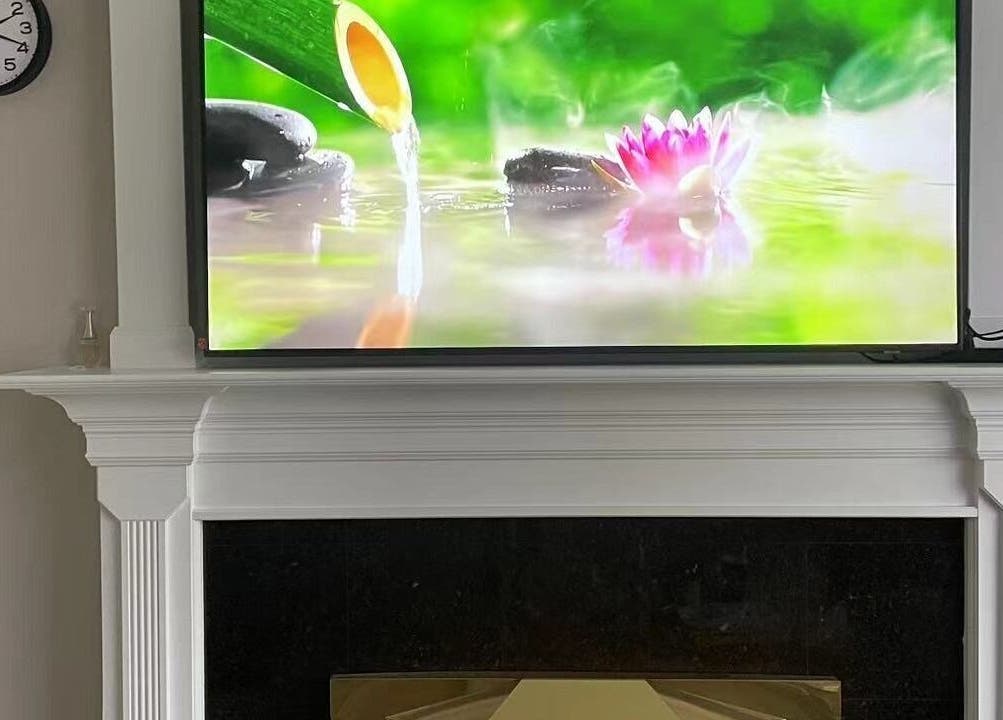 Tranquil spa video on a TV at S&C Wellness Spa, Everett, Washington, US creating a calming ambiance.
