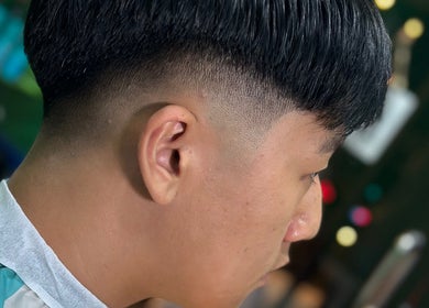 Close-up of a fresh haircut at SNEAKYSNIPS BARBERSHOP, Johor Bahru, Johor Darul Ta'zim, MY.