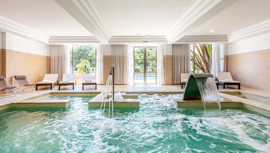 Luxurious indoor spa pool at Spa Viva Cala Mesquida Suites & Spa, Cala Mesquida, Illes Balears, ES.
