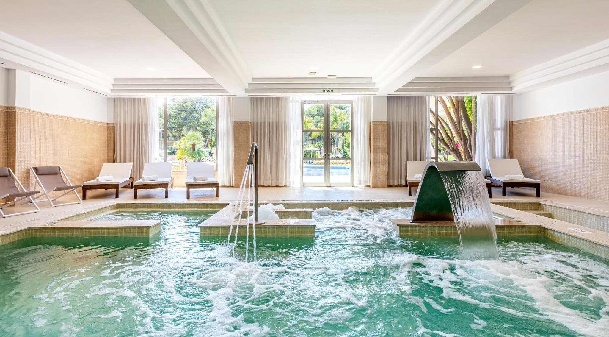 Luxurious indoor pool at Spa Viva Cala Mesquida Suites, Cala Mesquida, Illes Balears, ES.