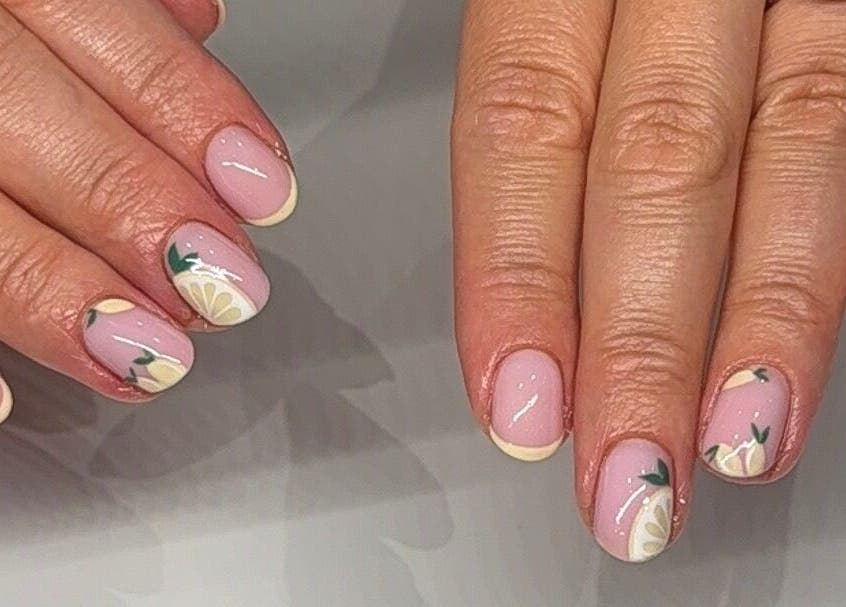 Elegant floral nail art at Nails By Alice B - Newcastle, Stoke-on-Trent, England, GB.