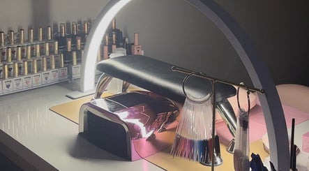 Modern nail station at Buttercup Nails, North Lakes, Queensland, AU featuring tools and nail polishes.