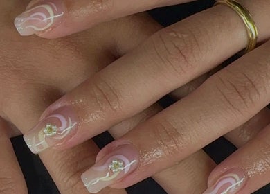 Exquisite nail design at Buttercup Nails in North Lakes, Queensland, AU, showcasing intricate patterns and elegance.