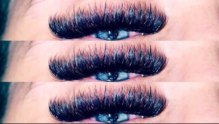 Close-up of voluminous lash extensions at NJ Lash Lounge, Preston, England, GB.