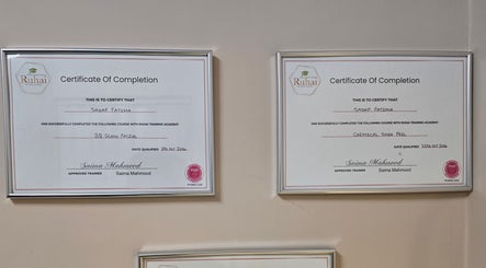 Radiant Skin's certificates of completion displayed in Rochdale, England, GB.