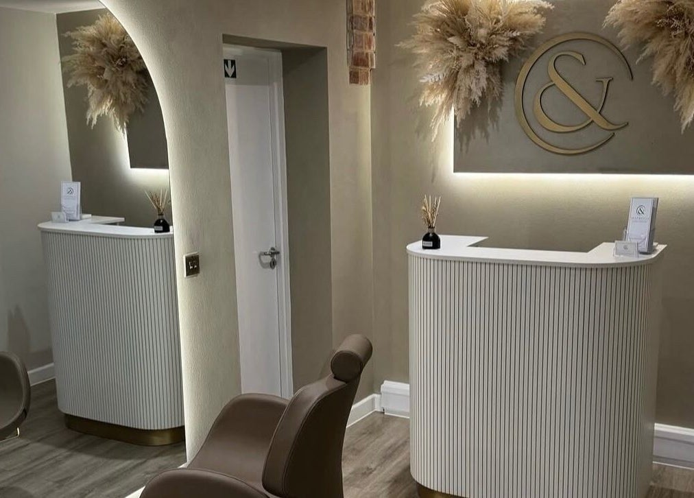 Reception area of Extensions By Ell (andaesthetics) in Upton, England, GB with stylish decor.
