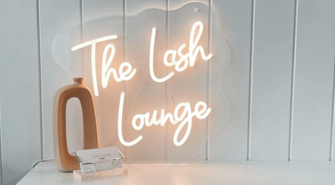 Illuminated sign at The Lash Lounge by Lizzy, Engadine, New South Wales, AU.
