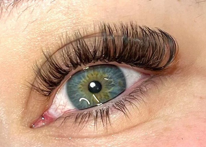 Close-up of eyelash extensions at Lal’s Lashes & Aesthetics, Pretoria, Gauteng, ZA.