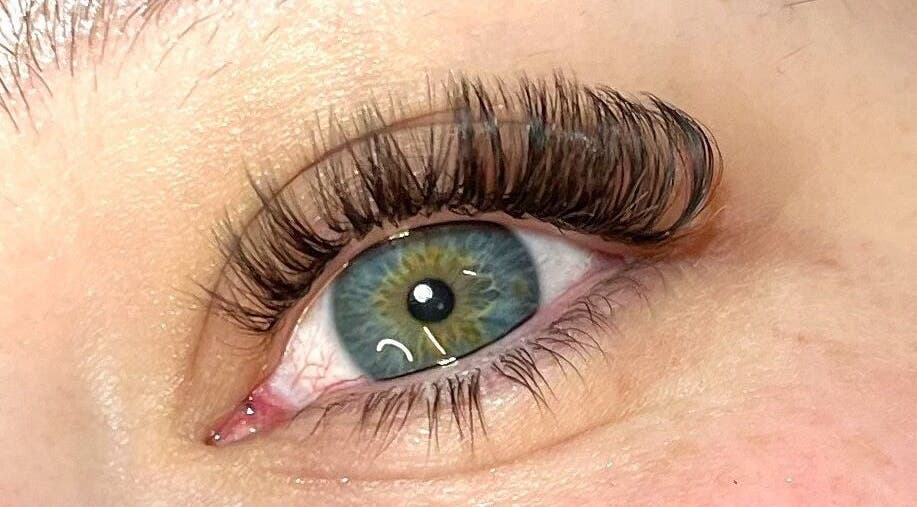 Close-up of eyelash extensions at Lal’s Lashes & Aesthetics, Pretoria, Gauteng, ZA.