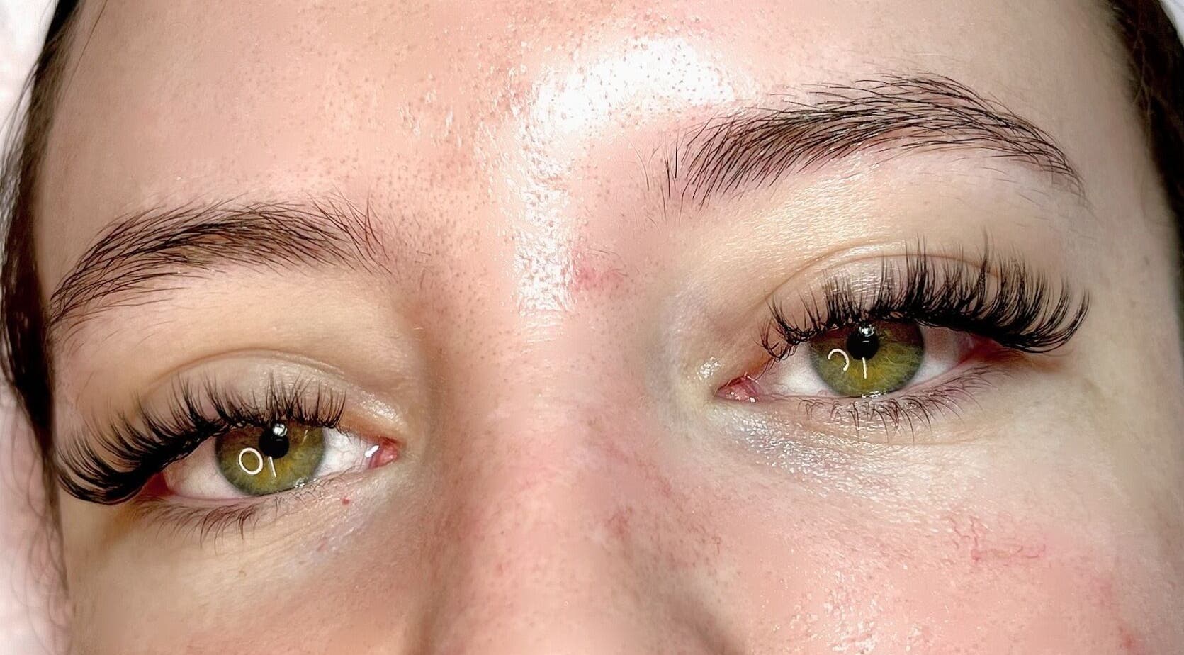 Close-up of expertly applied eyelash extensions at Lal’s Lashes & Aesthetics in Pretoria, Gauteng, ZA.