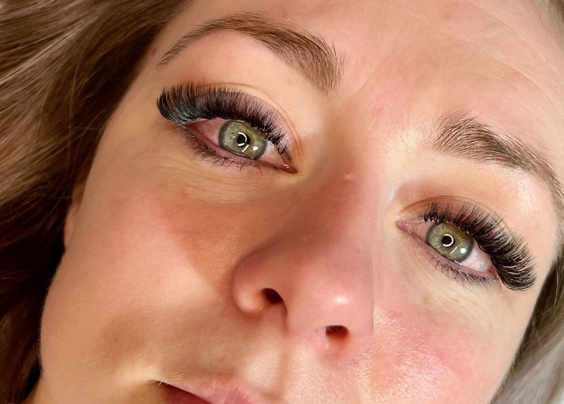 Closeup of elegant eyelash extensions at Lal’s Lashes & Aesthetics, Pretoria, Gauteng, ZA.