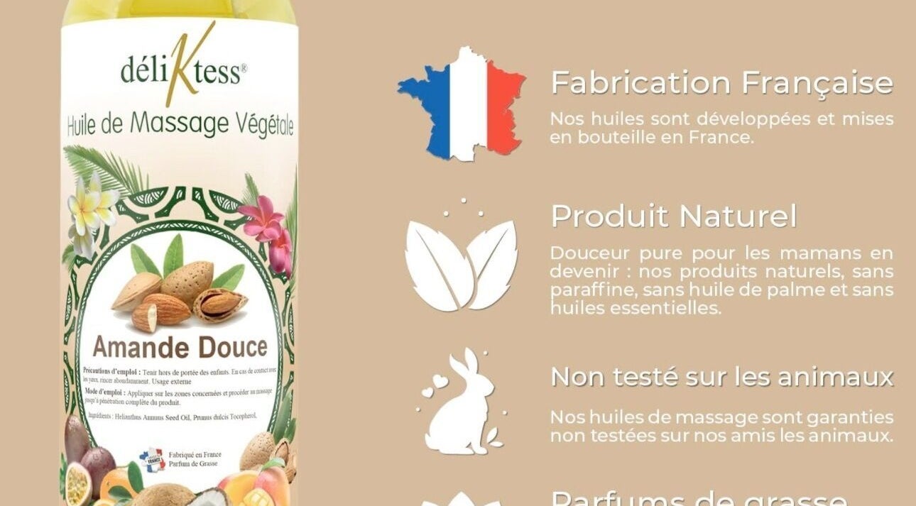Huile de massage Amande Douce à Un instant détente, Limeil-brévannes, Île-de-france, FR. Fabriquée en France.