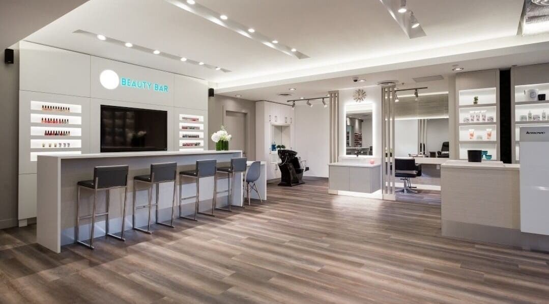 Interior of Pure Beauty Bar in Vancouver, British Columbia, CA, showcasing sleek design and modern amenities.