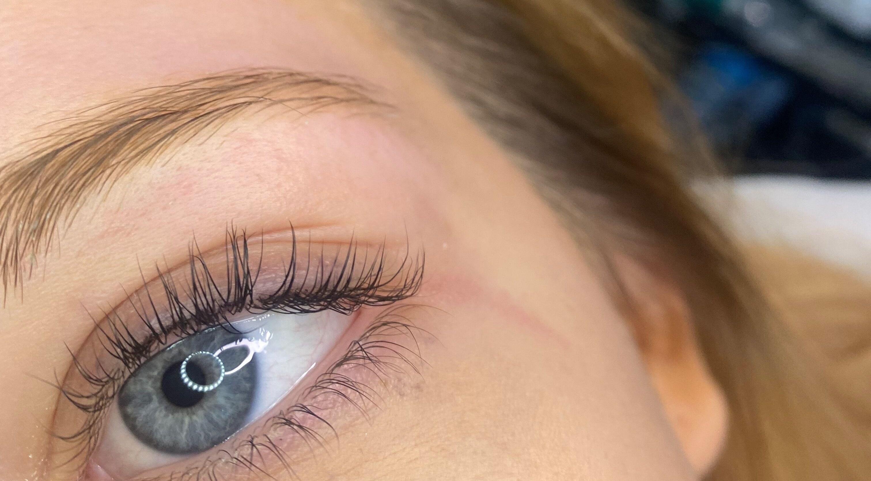 Close-up of expertly styled lashes at Brows&Beauty By Estelle, Wythenshawe, England, GB.