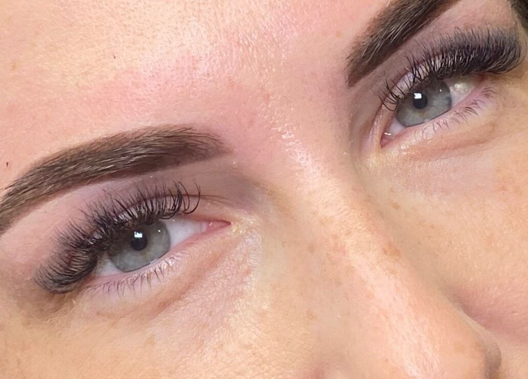 Close-up of perfectly shaped eyebrows and lashes at Brows&Beauty By Estelle, Wythenshawe, England, GB.