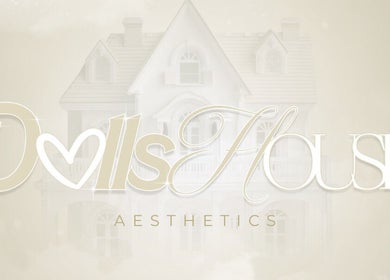 Elegant logo of Doll’s House Aesthetics in Cwmbran, Wales, GB, set against a soft, dreamy backdrop.
