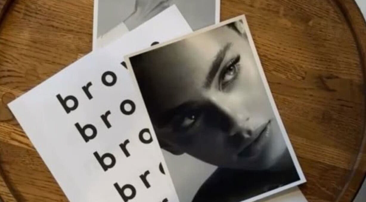 Elegant imagery showcasing eyebrow styles at House Of Brows, New Plymouth, Taranaki, NZ, on a wooden table.