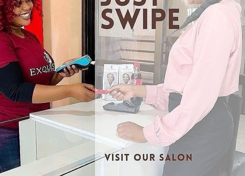 Friendly staff assisting a customer with payment at Exquisite Pulchritude, Lusaka, Lusaka Province, ZM salon.