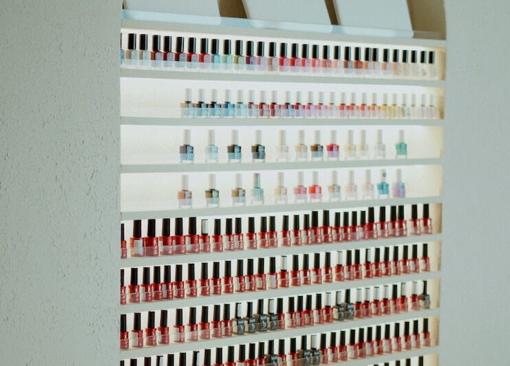 Colorful nail polish display at Elegant Nails Salon, Sharjah, Sharjah, AE.