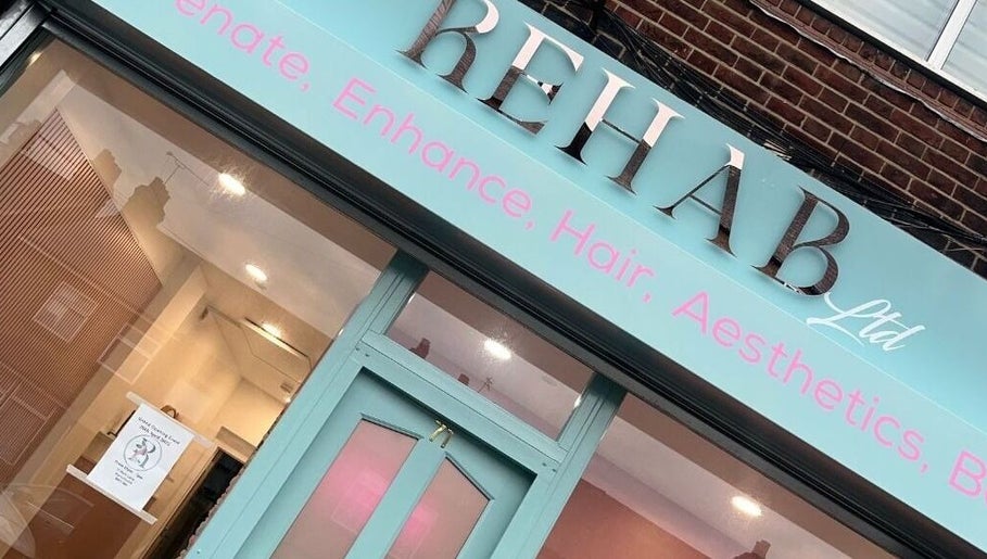 Front of The R.E.H.A.B Limited in Hornchurch, England, showcasing a chic and inviting exterior design.