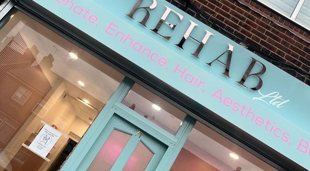 Front view of The R.E.H.A.B Limited in Hornchurch, England, GB showcasing modern aesthetic design.