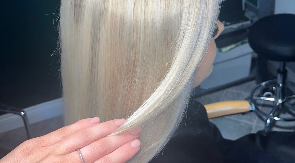 Smooth blonde hair transformation at GemmaShillabeerHair in Newton Abbot, England.