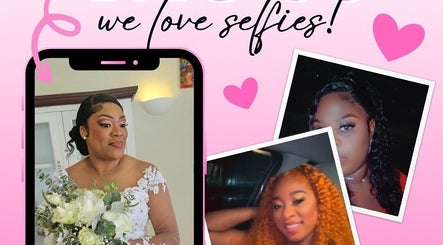 Collage of selfies at Always Glowing Boutique, CW, with heart graphics.