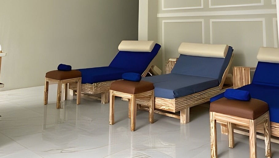 Relaxing loungers at Amaya Wellness and Spa, Denpasar, Bali, ID for ultimate relaxation and comfort.