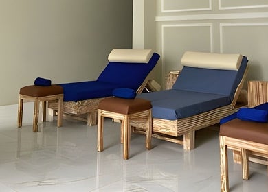 Relaxing loungers at Amaya Wellness and Spa, Denpasar, Bali, ID for ultimate relaxation and comfort.