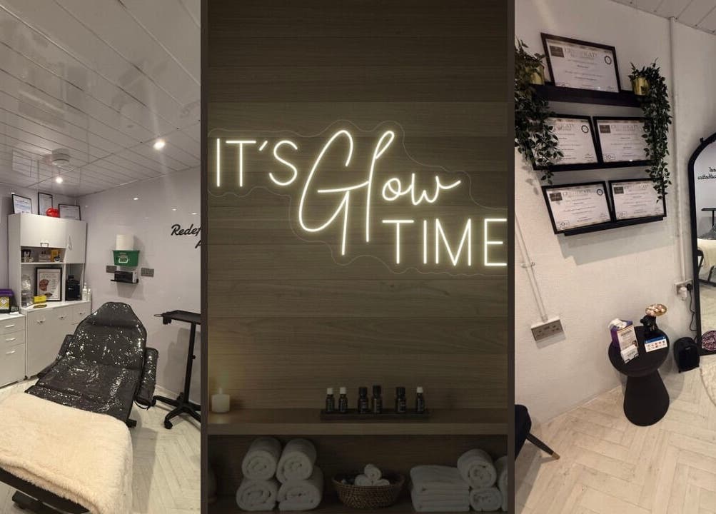 Interior of Redefined Aesthetics & Skin in Bargoed, Wales, GB showcasing cozy treatment area and decor.