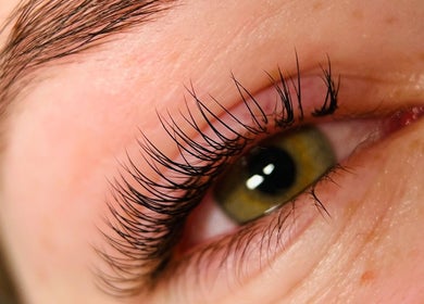 Close-up of expertly shaped lashes at Madara Z Beauty / Brows by Madara Centrs, Rīga, LV.