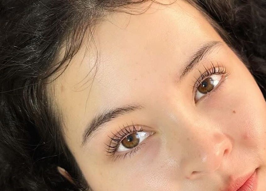 Close-up of enhanced lashes at Sweety Lashes, Campsie, New South Wales, AU.