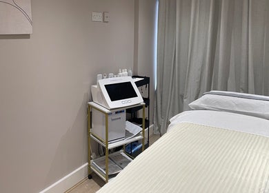Treatment room with a spa bed at Haven Beauty Room, Hoddesdon, England, GB.