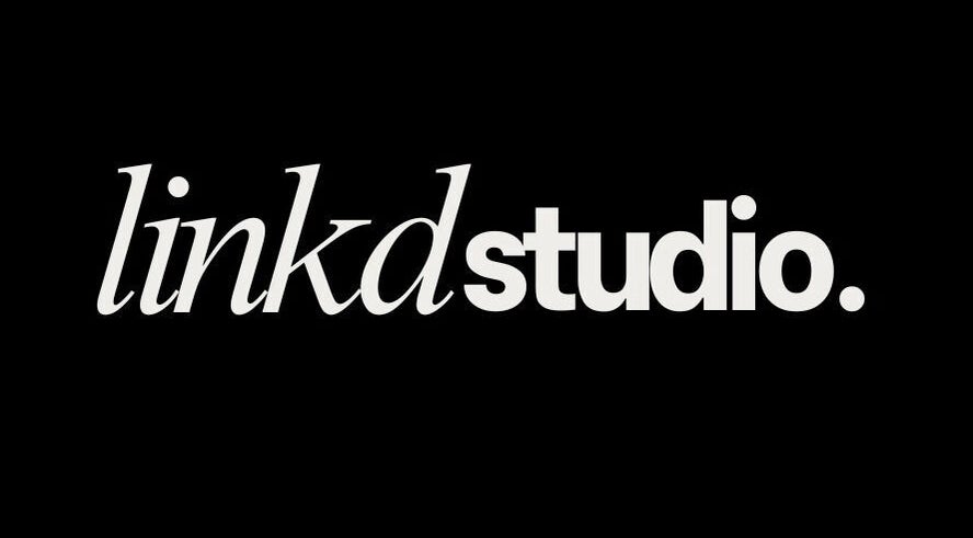 LINKD Studio logo design, located in Hamilton, Scotland, GB, set against a sleek black background.
