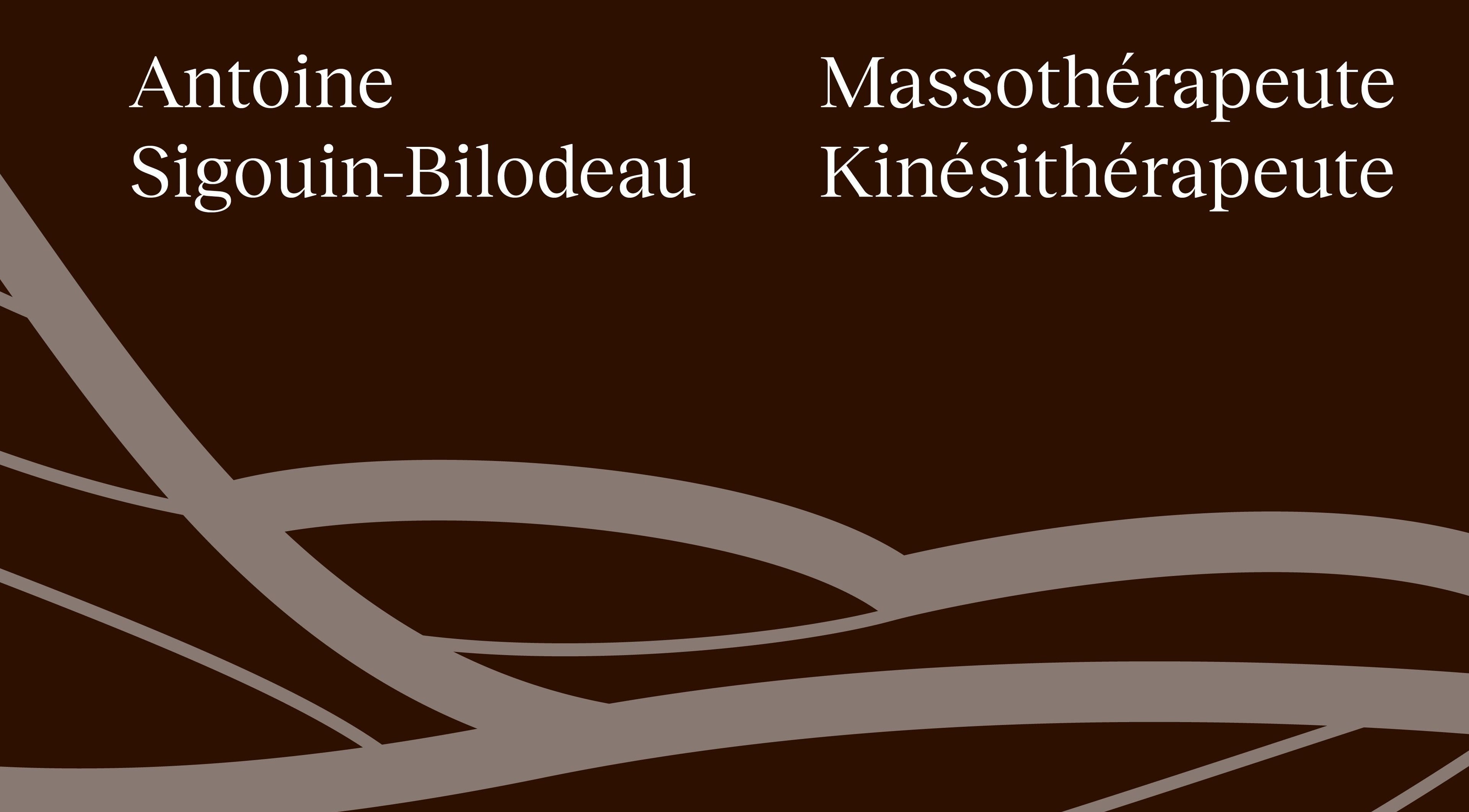 Motif brun avec nom du massothérapeute à Massothérapie St-Jérôme, Saint-Jérôme, Québec, CA.