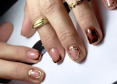 Stylish tortoiseshell nail designs at Isa’s Nail Boutique, Dublin, County Dublin, IE.