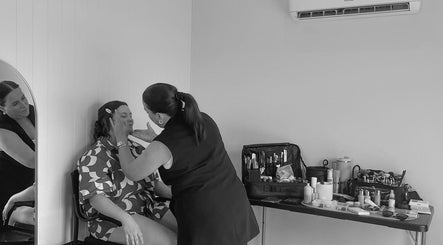 Artist working on a client's makeup at Colestè Twilley Makeup, Crows Nest, Queensland, AU.
