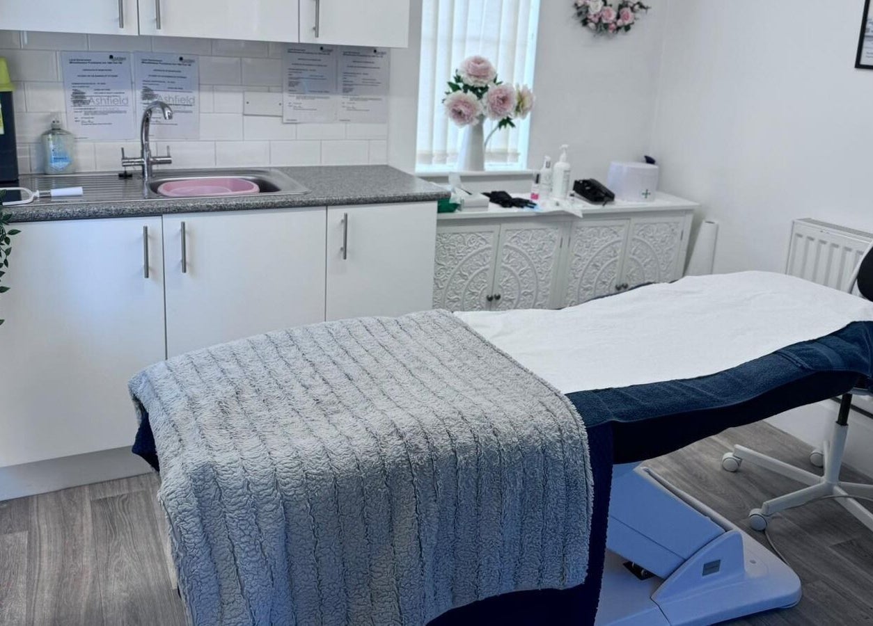 Modern treatment room at No37 Home of Beauty and Aesthetics in Kirkby in Ashfield, England, GB. Cozy and inviting.