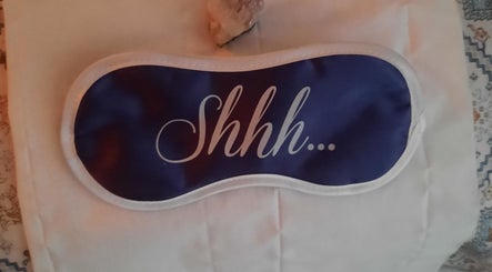 "Shhh" sleep mask at Rehab Holistic Therapies, Kilmarnock, Scotland, GB, symbolizes tranquil wellness experience.