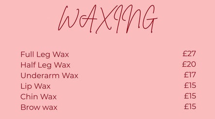 Waxing services menu at Chaz Beauty Bar, Kirriemuir, Scotland, GB with prices for leg, underarm, lip, chin, and brow.