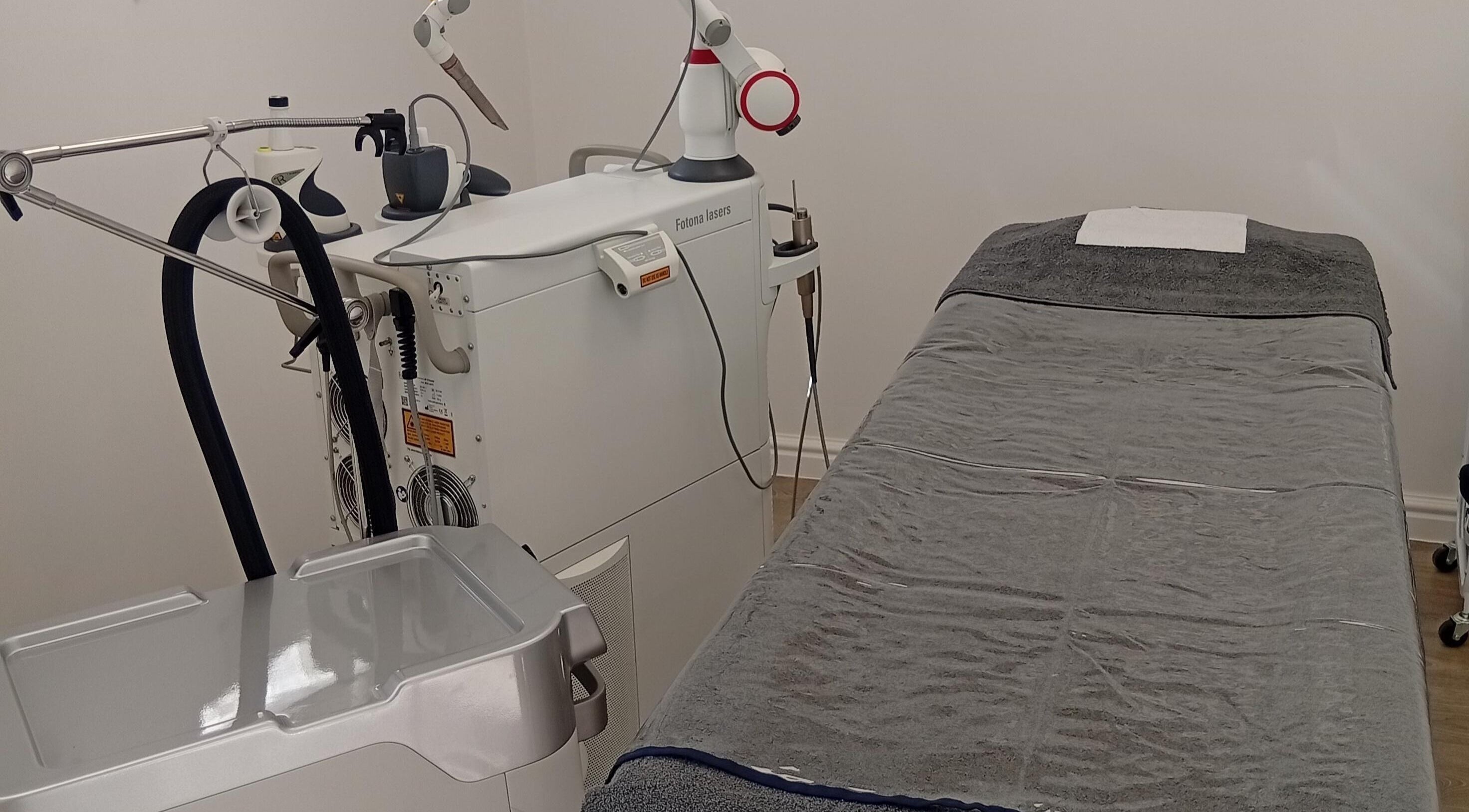 Modern laser treatment room at NuSkinnovation Paarl, Paarl, Western Cape, ZA.