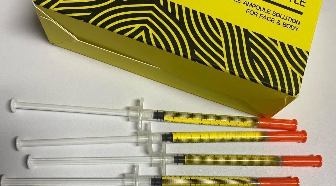 Syringe set and box at Octavia's Aesthetics, Johannesburg, Gauteng, ZA for beauty treatments.