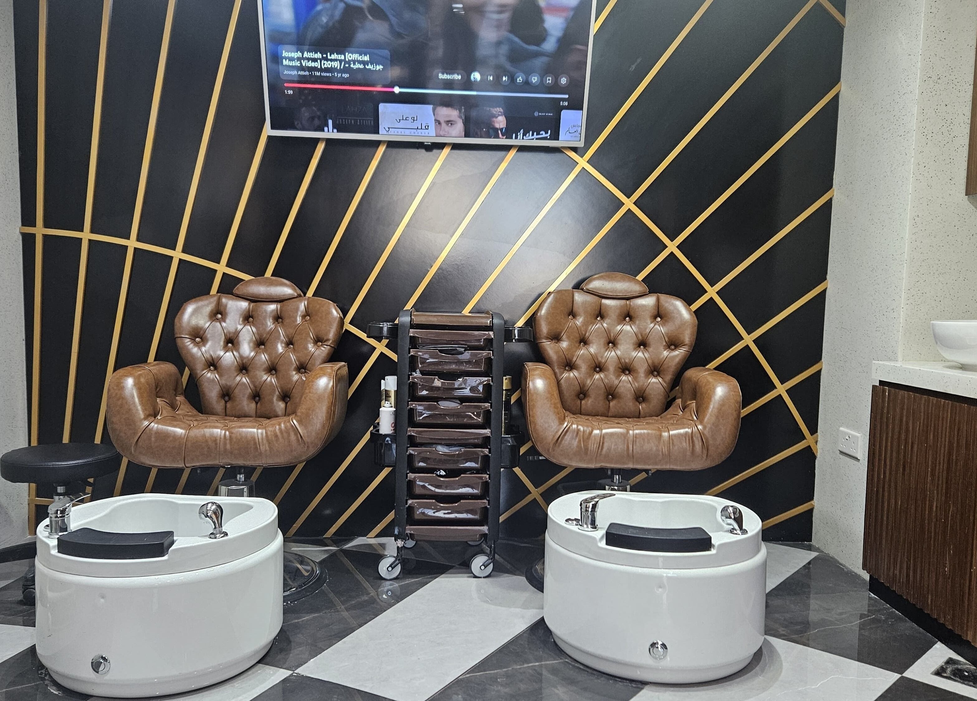 Luxurious pedicure chairs at Style Me Up Beauty Salon, Dubai, Dubai, AE, offering comfort and elegance.