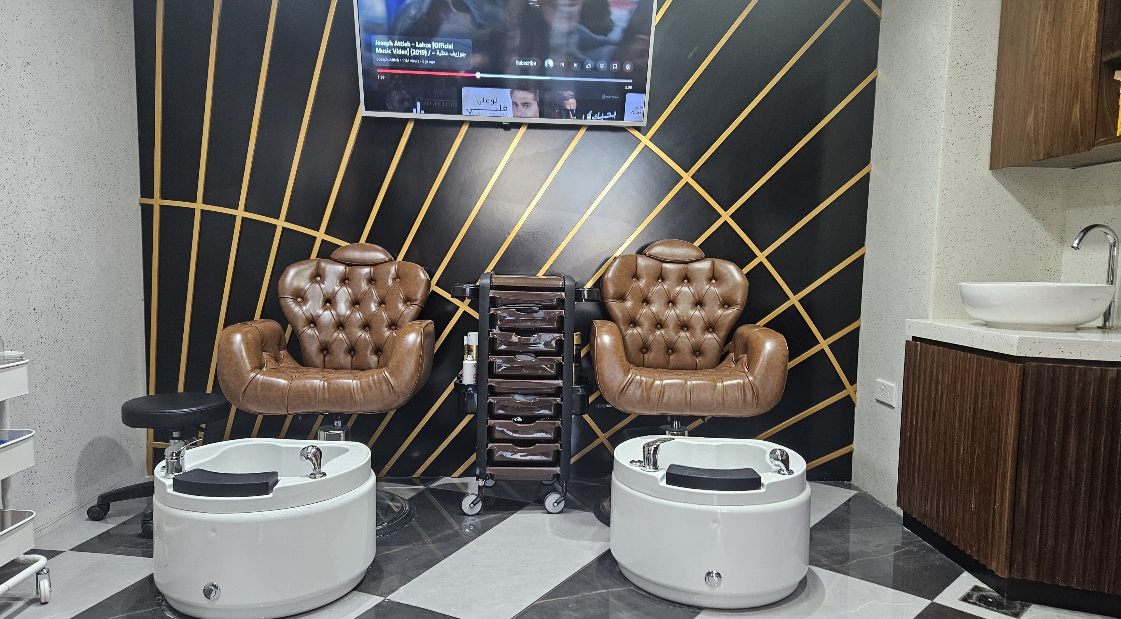 Luxurious pedicure chairs at Style Me Up Beauty Salon, Dubai, Dubai, AE, offering comfort and elegance.