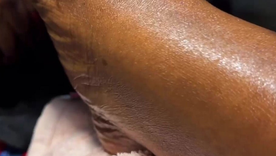 Close-up of a well-moisturized heel at Gel Republic, Accra East Legon, Greater Accra Region, GH.