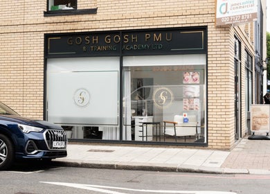 Exterior of Furious Filer at Gosh Gosh PMU Clinic in London, England, GB showcasing modern aesthetics.