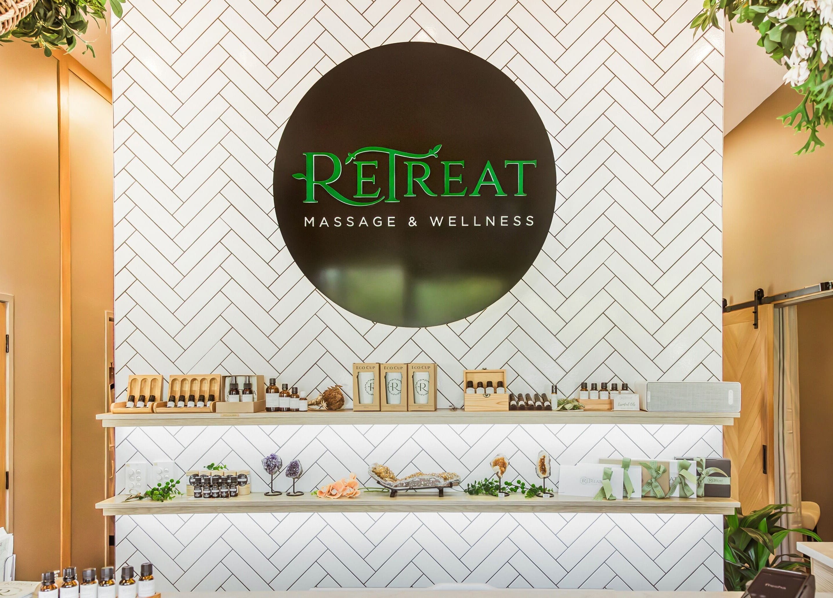 Elegant interior of Retreat Massage and Wellness, Southport, Queensland, AU featuring a stylish product display.
